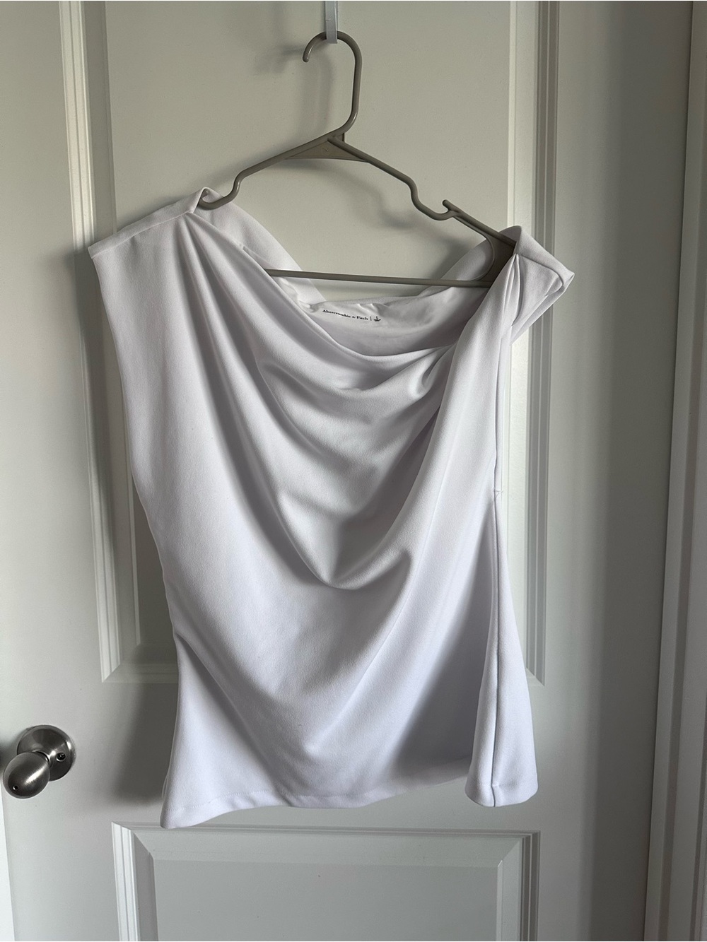 Abercrombie & Fitch White Draped One-Shoulder Blouse